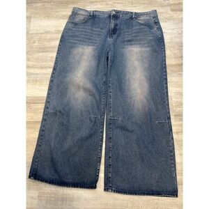 Fashion Nova Women Blue Wide Leg Jeans Y2K Baggy Denim Plus Size 22 YJDMY2K02